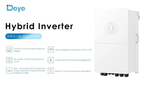 360V τάση εισόδου Deye SUN-12K-SG04LP3-EU μετατροπέας απαραίτητο για υβριδικό ηλιακό σύστημα
