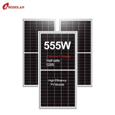 Αμοσολάρ Μονο 535w-555w Ηλιακά πάνελ με 182mm PERC μισό κύτταρα Αποδέχονται παραγγελίες OEM