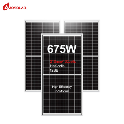 Αμοσόλαρα Μονό 645w 650w 655w 660w 665w 670w 675w Ηλιακό Πανέλαιο για την οροφή