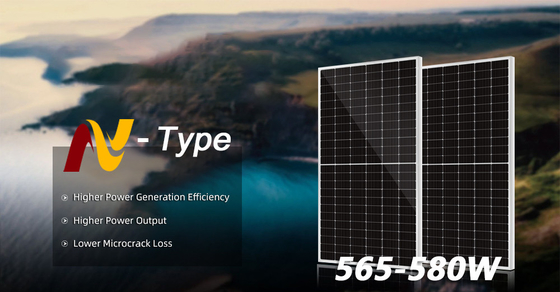 Ηλιακοί συλλέκτες τύπου N με μισό κύτταρο Mono 550w 575W 580W 590W για οροφή και IP68