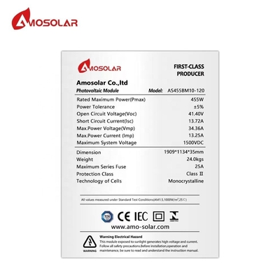 Αμοσόλαρα 440W 450W 460W 1000W Μονοκρυσταλλικό Ηλιακό Πίνακα με IP68 Κουτί Διασταύρωσης