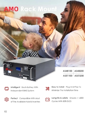 48V/51.2V LFP Ρακ μπαταρίας λιθίου για οικιακό φωτοβολταϊκό σύστημα αποθήκευσης ενέργειας