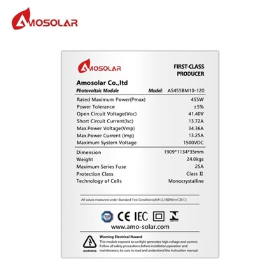 460w Amosolar Solar Panel Kit με Plug and Play σχεδιασμό και ανωτισμένο πλαίσιο αλουμινίου