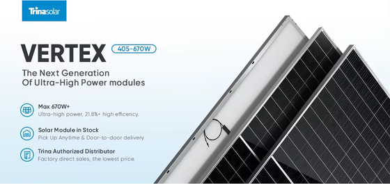 PERC Trina Eu On Stock Vertex N τύπου Μονό Ηλιακά Πάνελ 550W 560W 590W 600W 660W 670W Διοπτική Μονό Κρυσταλλική Ηλιακή Μονάδα