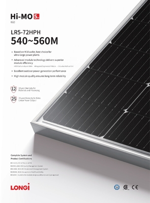 Longi Himo 5 Explorer LR5 72HGD 585W 590W 600W Διπρόσωποι ηλιακοί συλλέκτες για πρότυπα