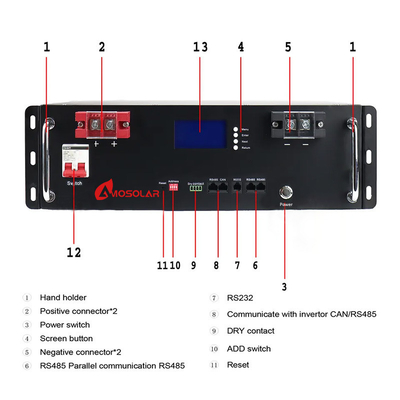 Αμοσόλαρα 5KWH 10KWH Deep Cycle Server Rack Mount για την οικιακή ηλιακή αποθήκευση