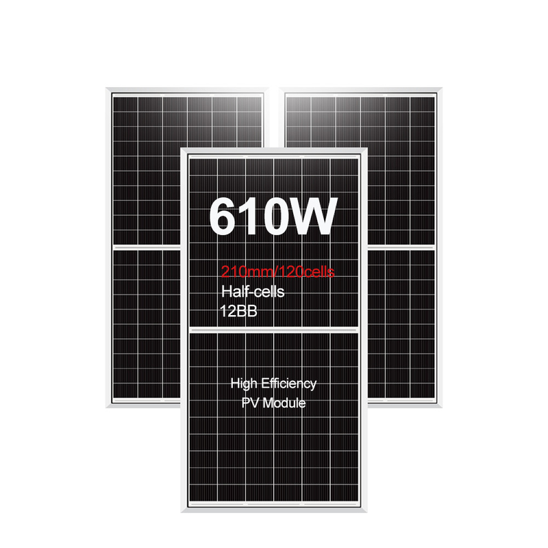 Προσαρμόσιμο ηλιακό πάνελ 580W 590W 600W 610W με πιστοποιητικό και μέγεθος κυψελών 210mmx210mm